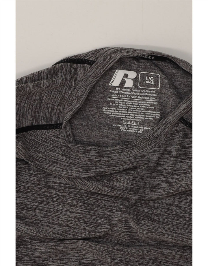 RUSSELL ATHLETIC Camiseta Dri-Power de manga larga para niños 10-11 años Grande Gris