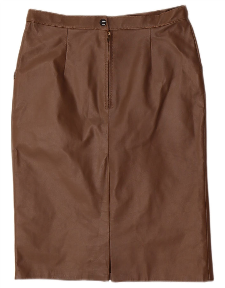 VINTAGE Falda lápiz midi para mujer W28 Marrón medio