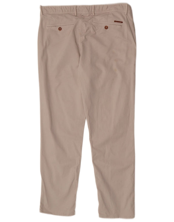 Massimo Dutti Pantalón Chino Slim Fit Hombre EU 44 Large W34 L28 Algodón Beige