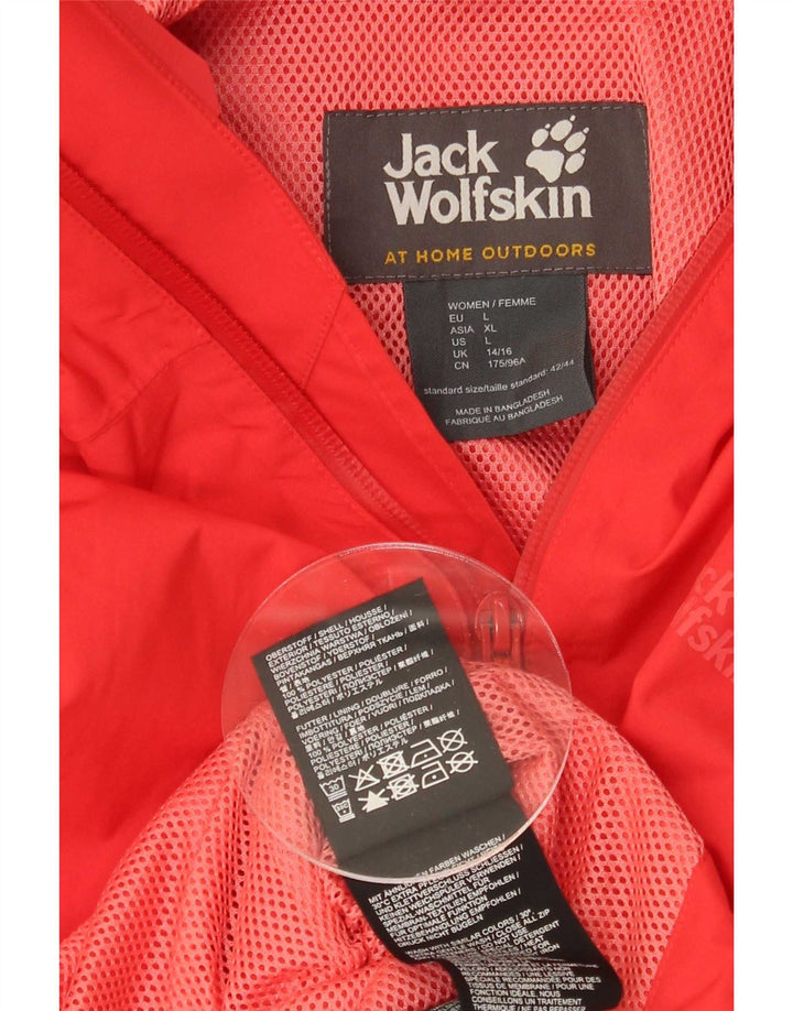 Jack Wolfskin Chaqueta impermeable con capucha para mujer UK 40/40 Grande Poliéster rojo