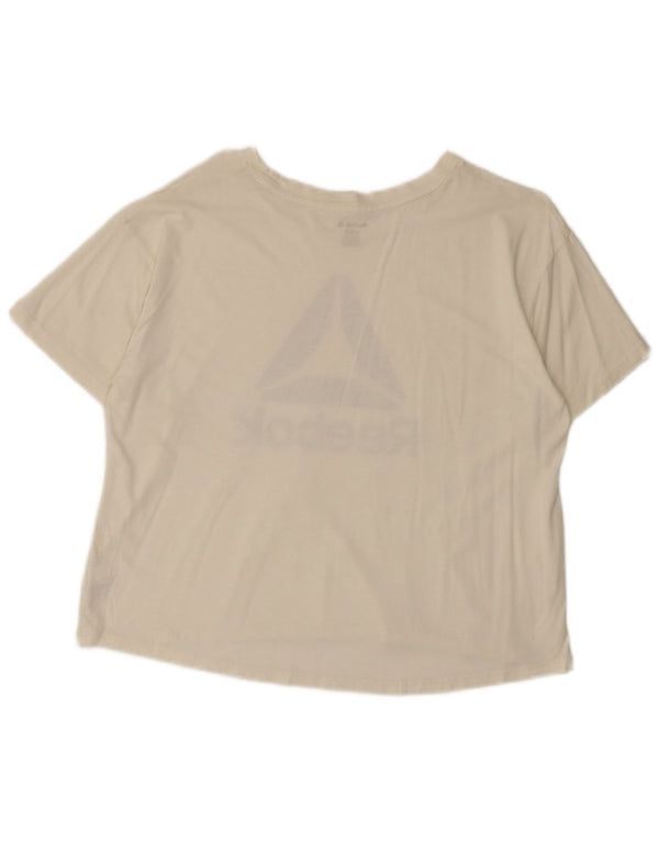 Reebok Camiseta corta gráfica para mujer UK 46 Grande Algodón blanco