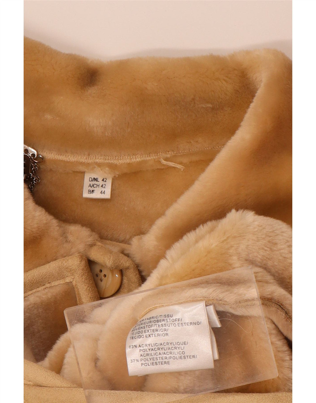 VINTAGE Chaqueta Sherpa para Mujer EU 44 XL Acrílico Beige