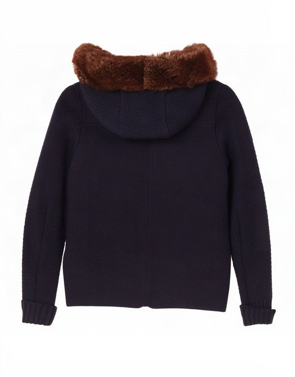 Massimo Dutti Mujer Trenca Con Capucha UK 40 Small Lana Azul Marino