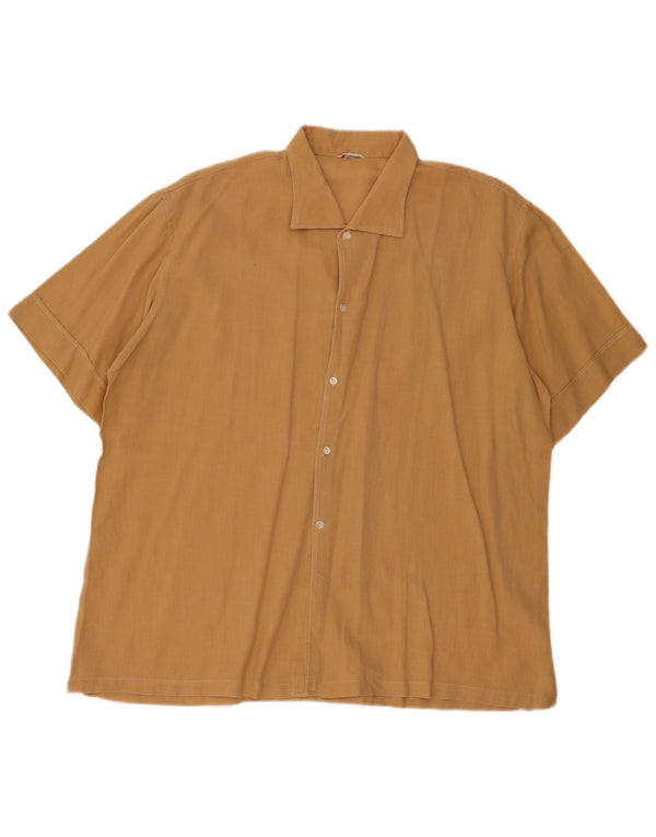 Camisa Vintage Hombre Manga Corta XL Beige