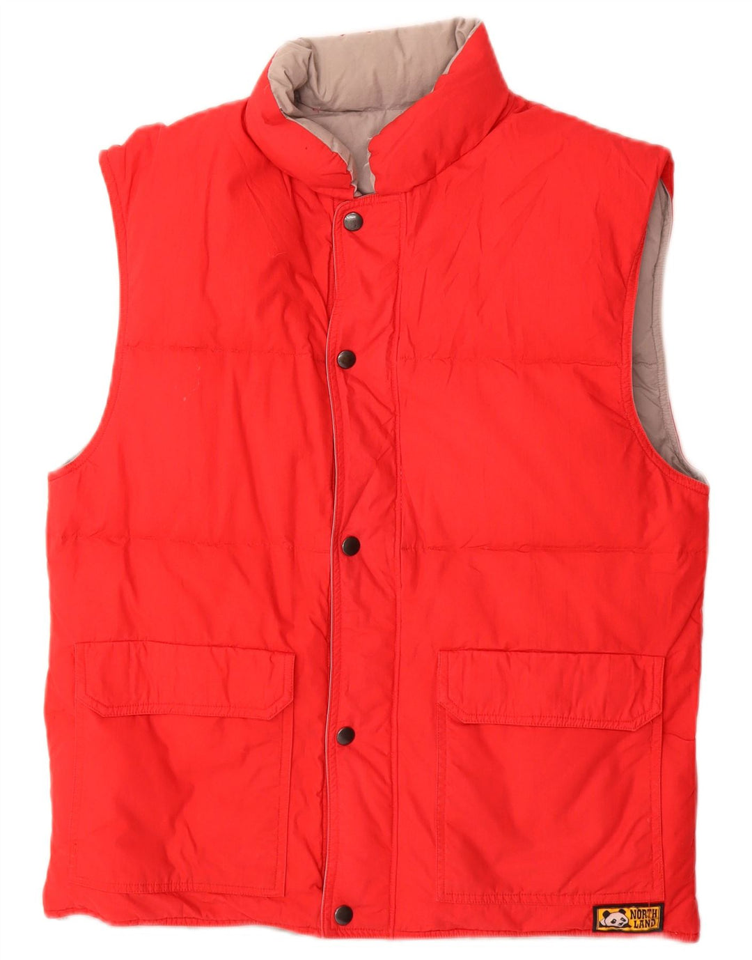 Vintage hombres reversible acolchado chaleco Reino Unido 38 algodón rojo medio