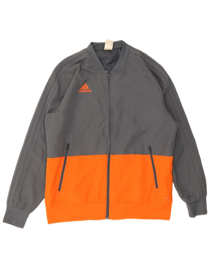 Adidas Chaqueta Bomber para Hombre UK 40 Grande Gris Colorblock Poliéster