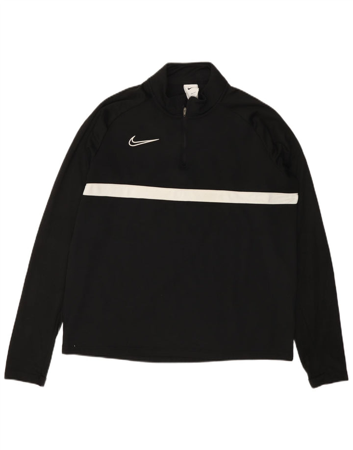 NIKE Hombre Dri Fit Zip Neck Pullover Chándal Top Grande Negro Colorblock