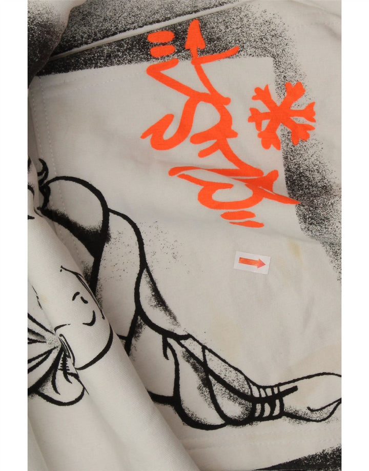 ZARA Mujer Frozen Graphic Sudadera con capucha Jumper UK 10 Small Blanco