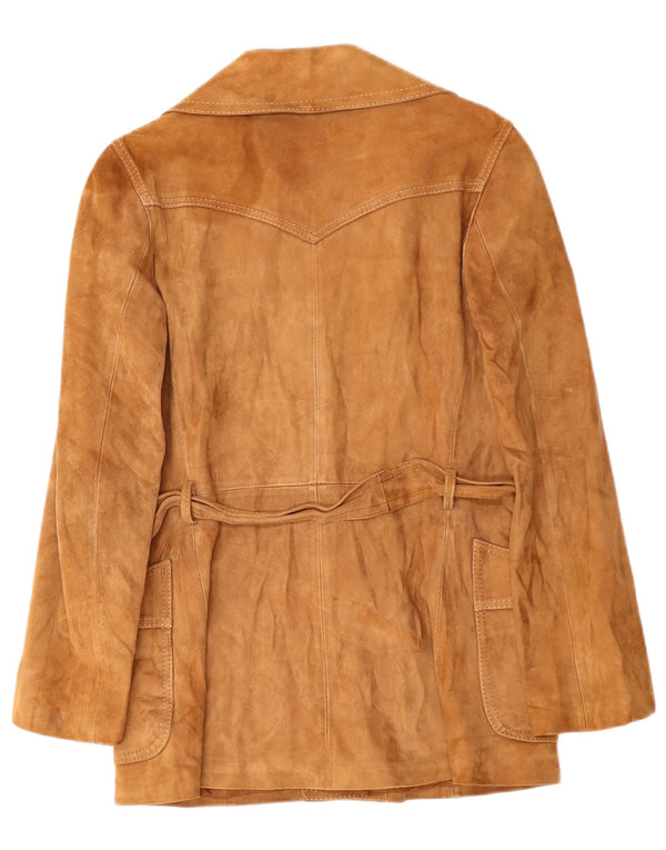 VINTAGE Chaqueta de ante para mujer Reino Unido 14 Marrón medio