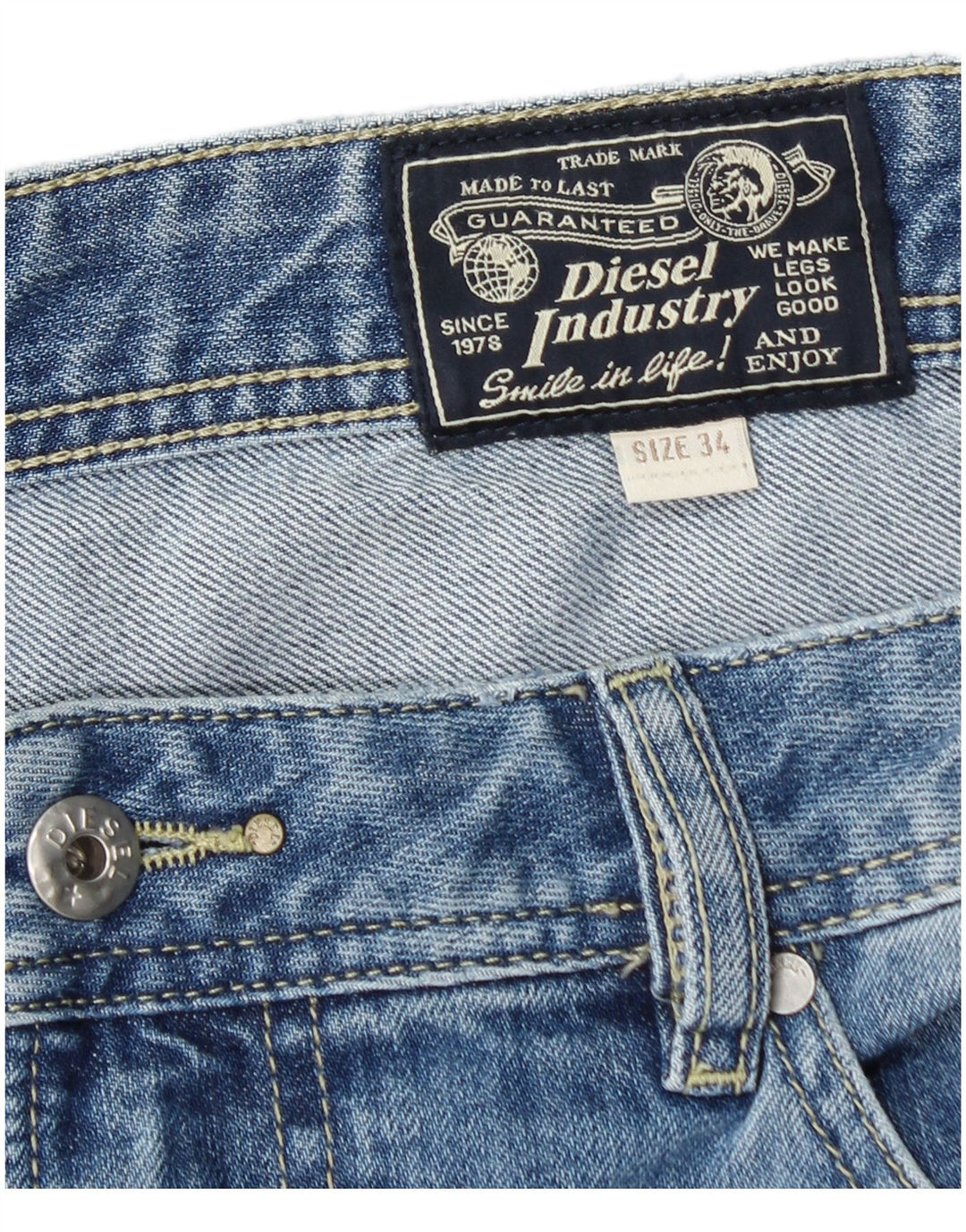 DIESEL Pantalones cortos de mezclilla desgastados para hombre W34 Algodón azul grande