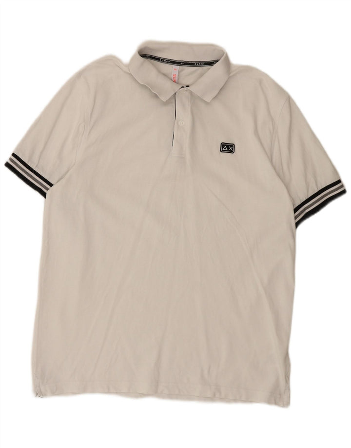 SUN68 Mens Polo Shirt 2XL White Cotton