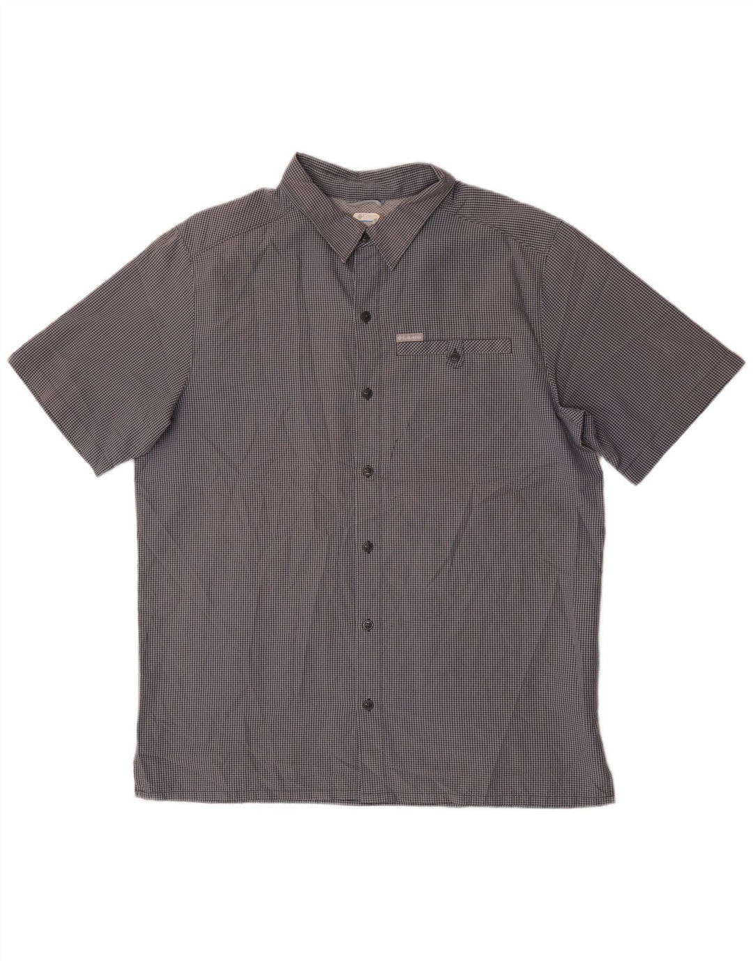 Columbia Camisa de manga corta para hombre, cuadros grises grandes