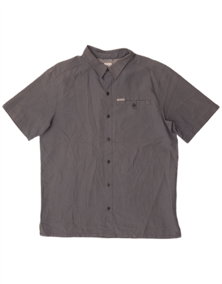 Columbia Camisa de manga corta para hombre, cuadros grises grandes
