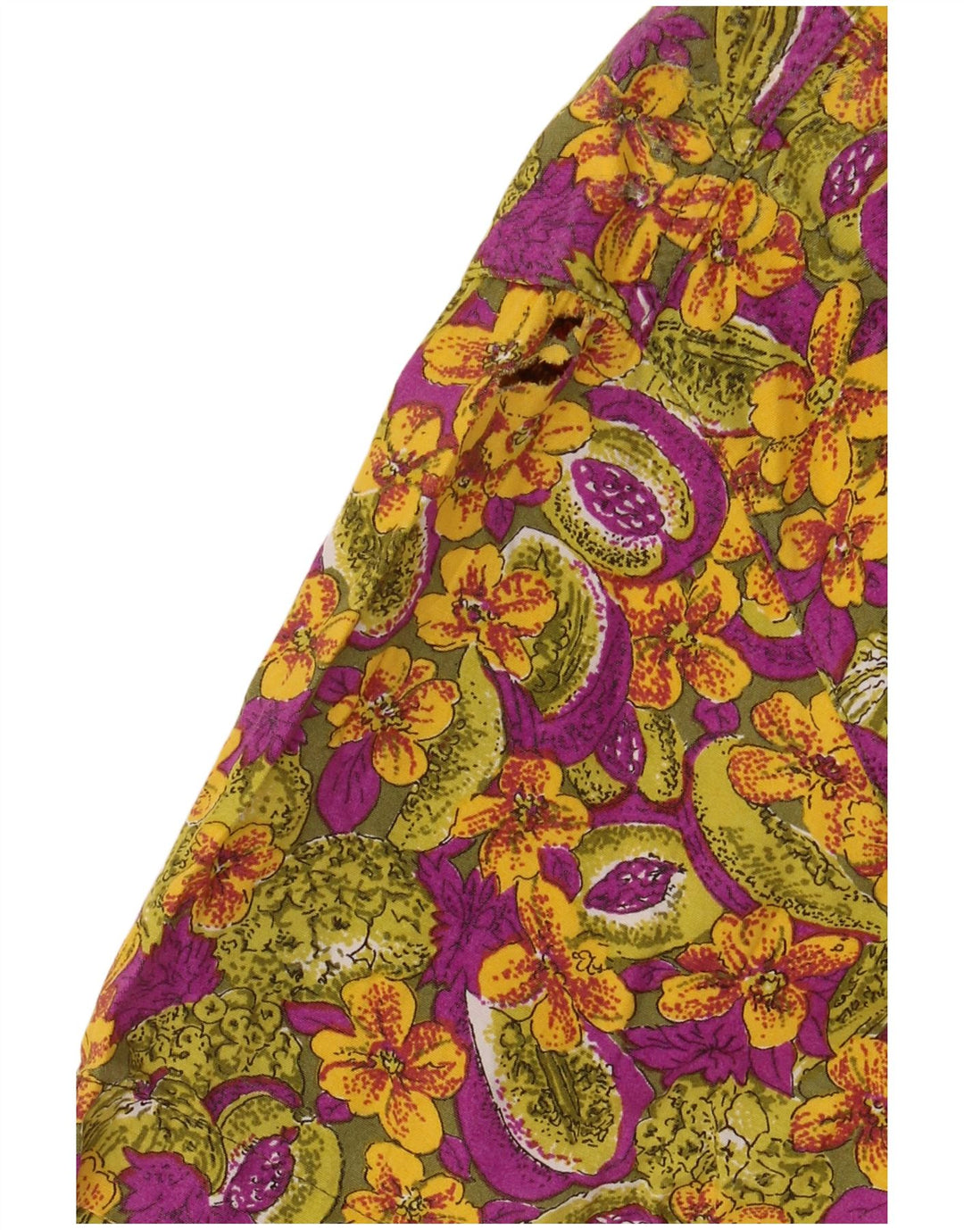 Camisa vintage de manga corta para hombre Viscosa floral multicolor mediana