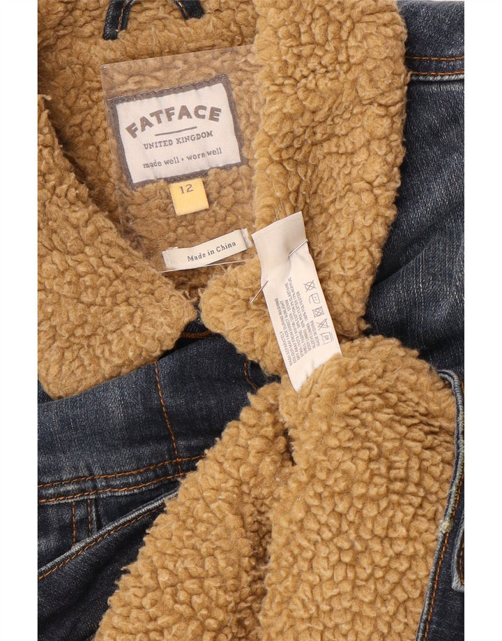 FAT FACE Chaqueta vaquera Sherpa para mujer UK 40 Algodón azul medio