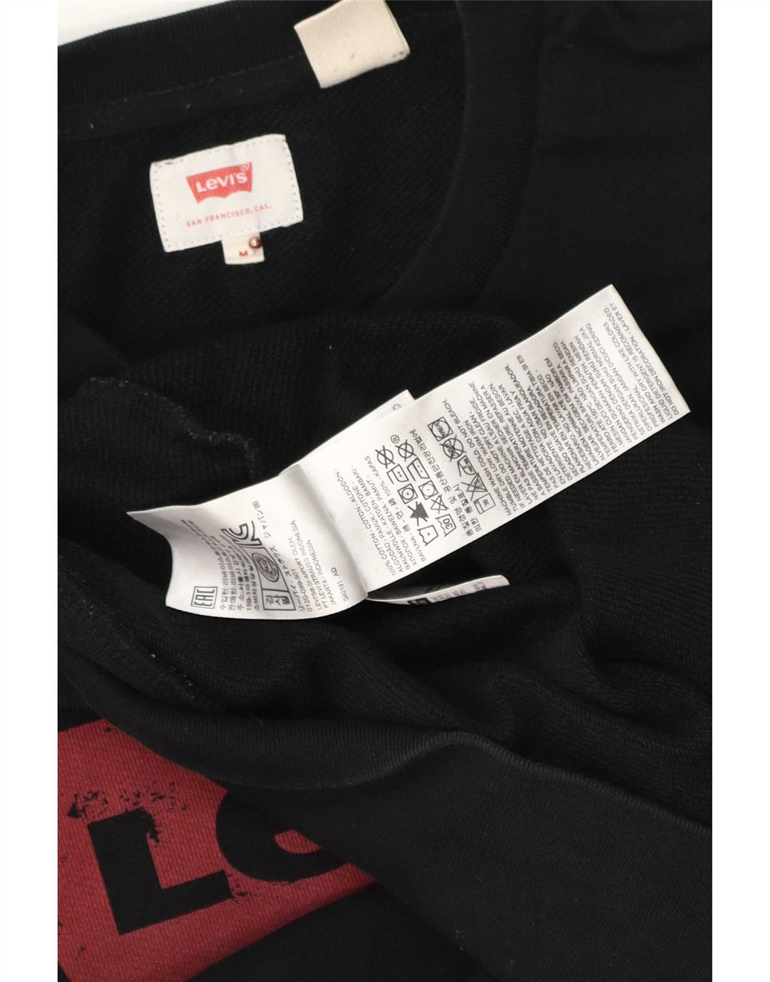Levi's Hombre Sudadera Gráfica Jumper Algodón Negro Mediano