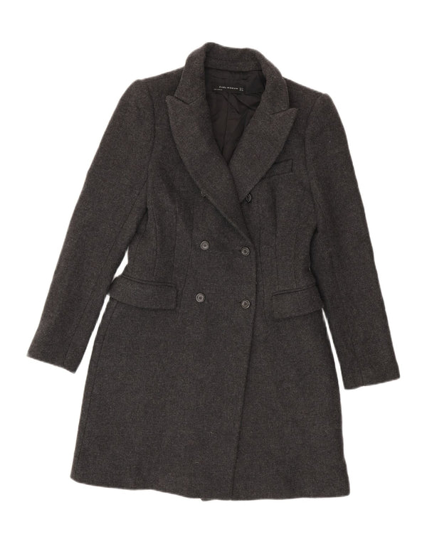 ZARA Mujer Abrigo Cruzado UK 42 Gris Medio