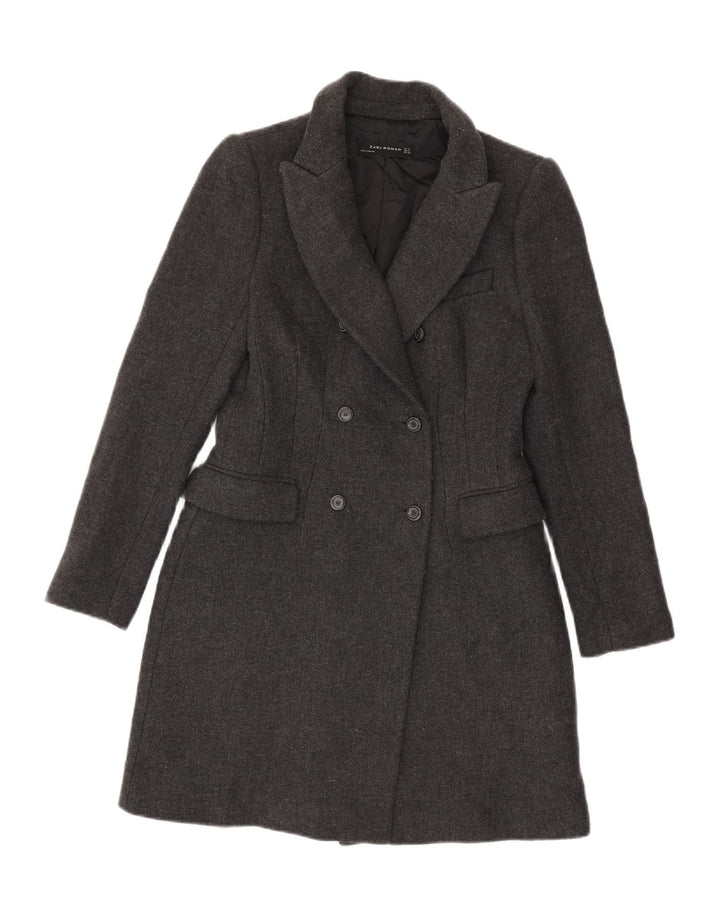 ZARA Mujer Abrigo Cruzado UK 42 Gris Medio