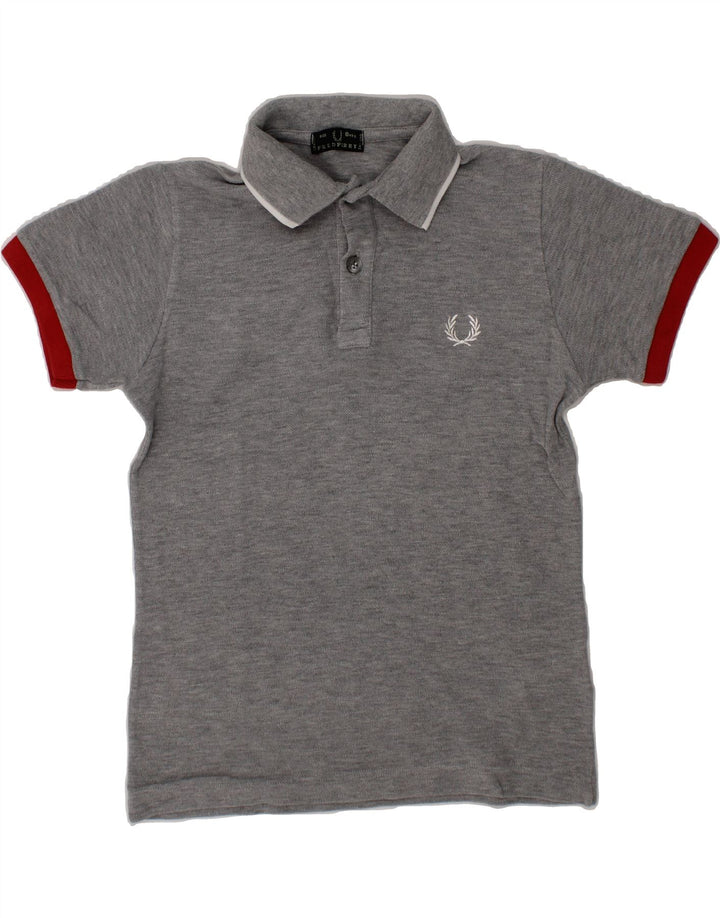 FRED PERRY Boys Polo Shirt 7-8 Years Grey Cotton Vintage Fred Perry and Second-Hand Fred Perry from Messina Hembry 