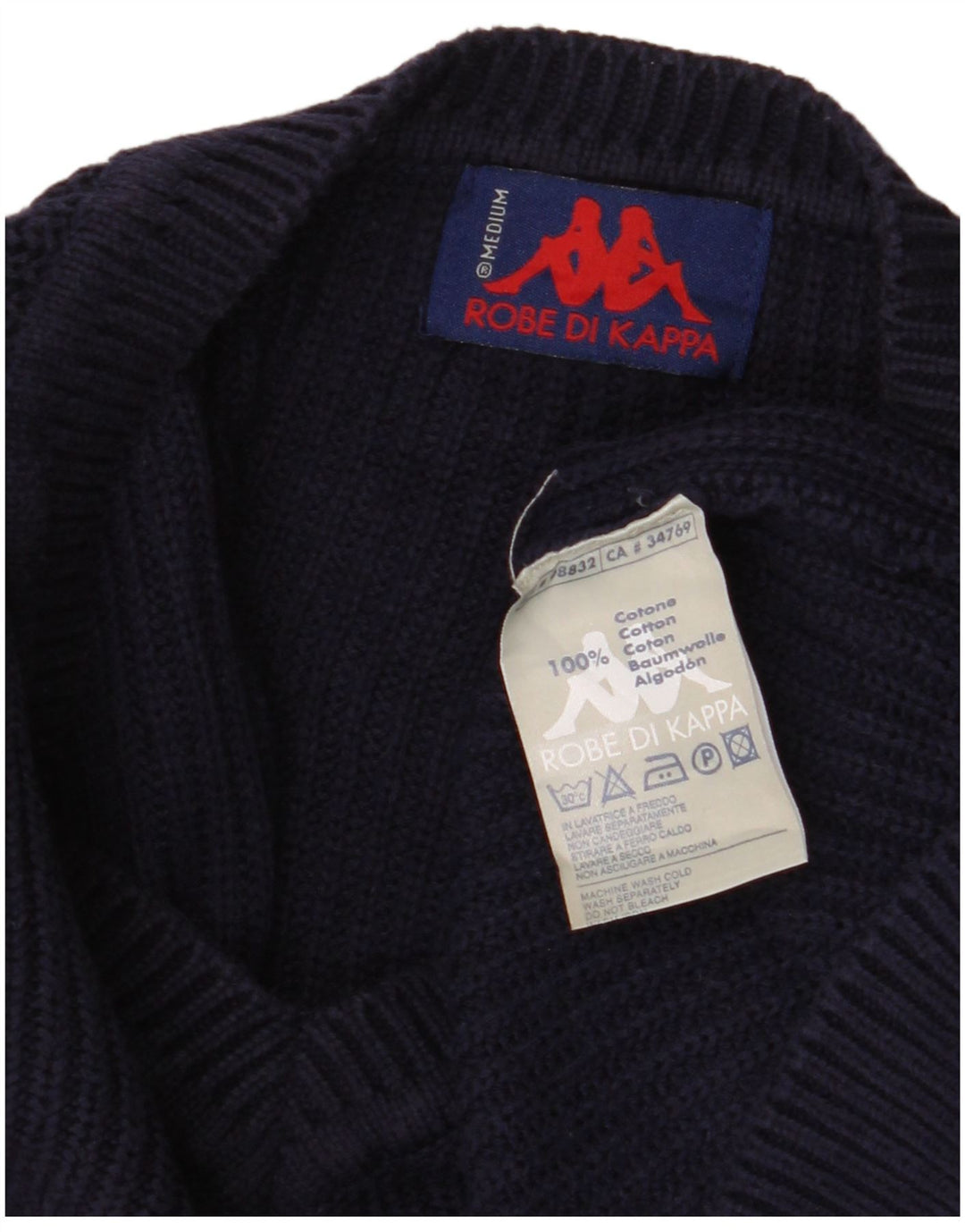 Kappa Hombre Jersey Con Cuello En V Jersey Medio Azul Marino Algodón