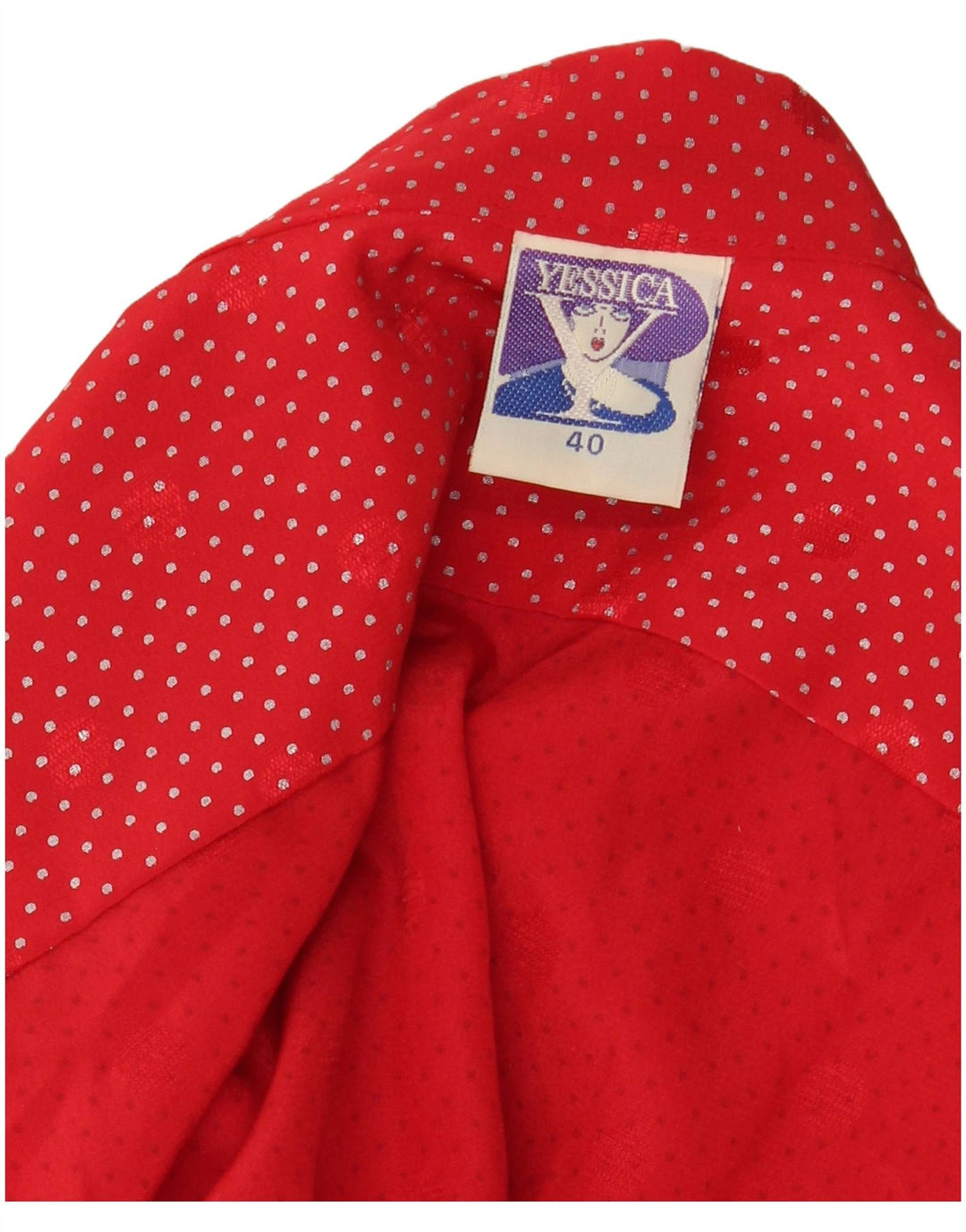 YESSICA Blusa camisera extragrande para mujer EU 40 Poliéster con lunares rojos medianos