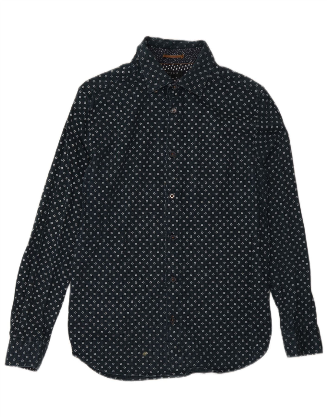 Ted Baker Camisa para hombre Talla 3 Mediana Azul marino Algodón floral