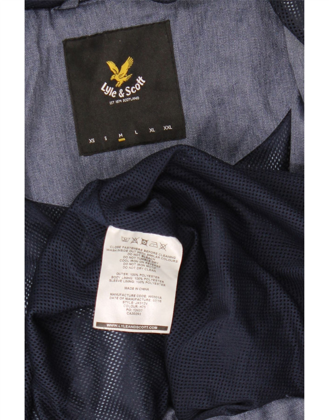Lyle & Scott Chaqueta impermeable con capucha para hombre UK 38 Poliéster azul medio