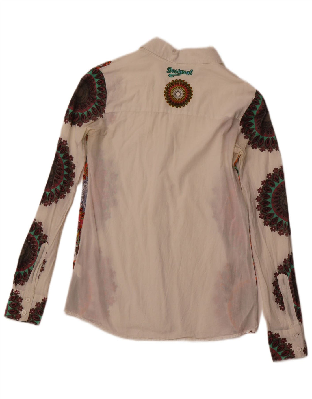 DESIGUAL Camisa gráfica para mujer UK 6 XS Blanco Paisley Algodón