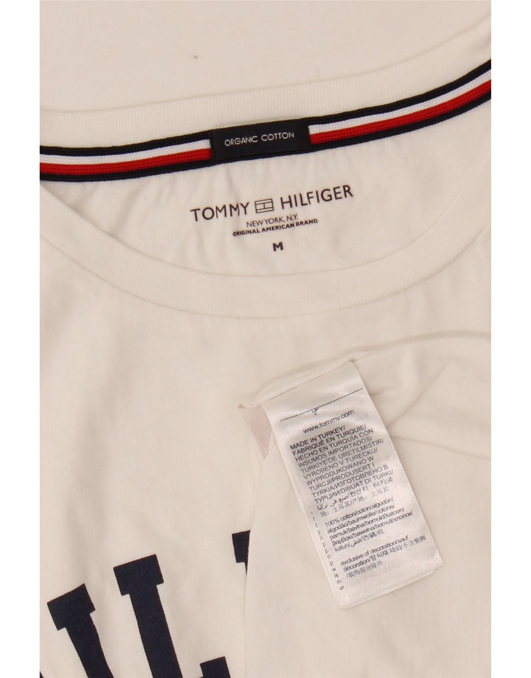 TOMMY HILFIGER Camiseta gráfica para mujer Top UK 44 Algodón blanco mediano
