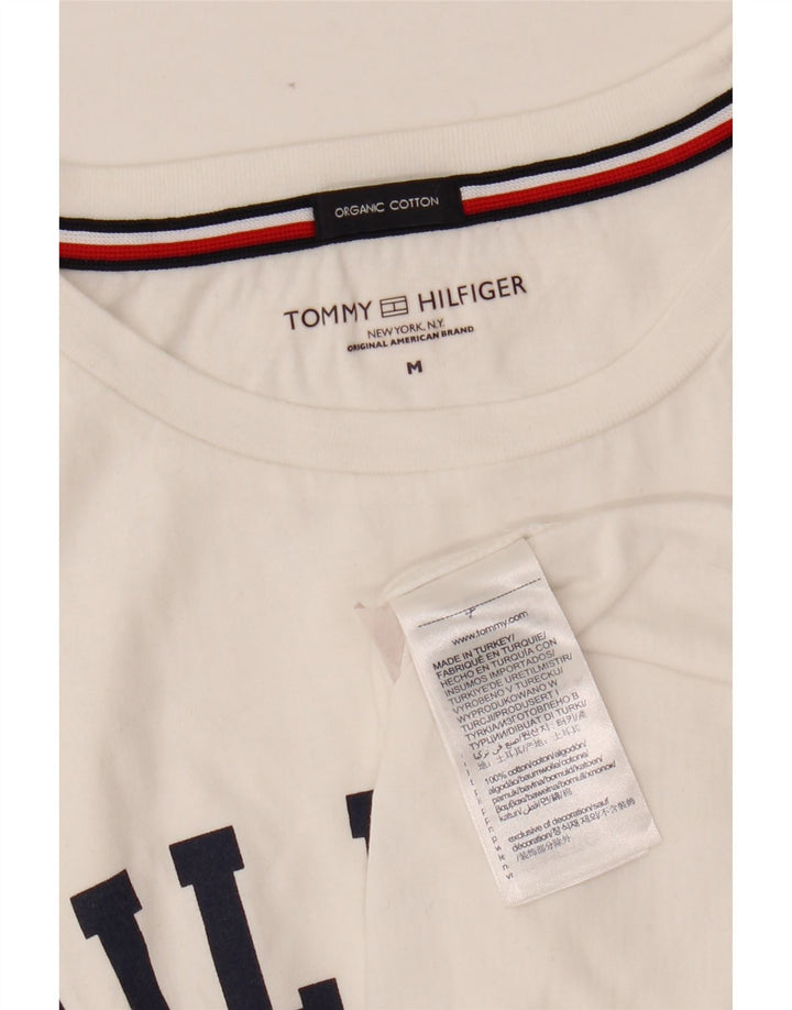 TOMMY HILFIGER Camiseta gráfica para mujer Top UK 44 Algodón blanco mediano