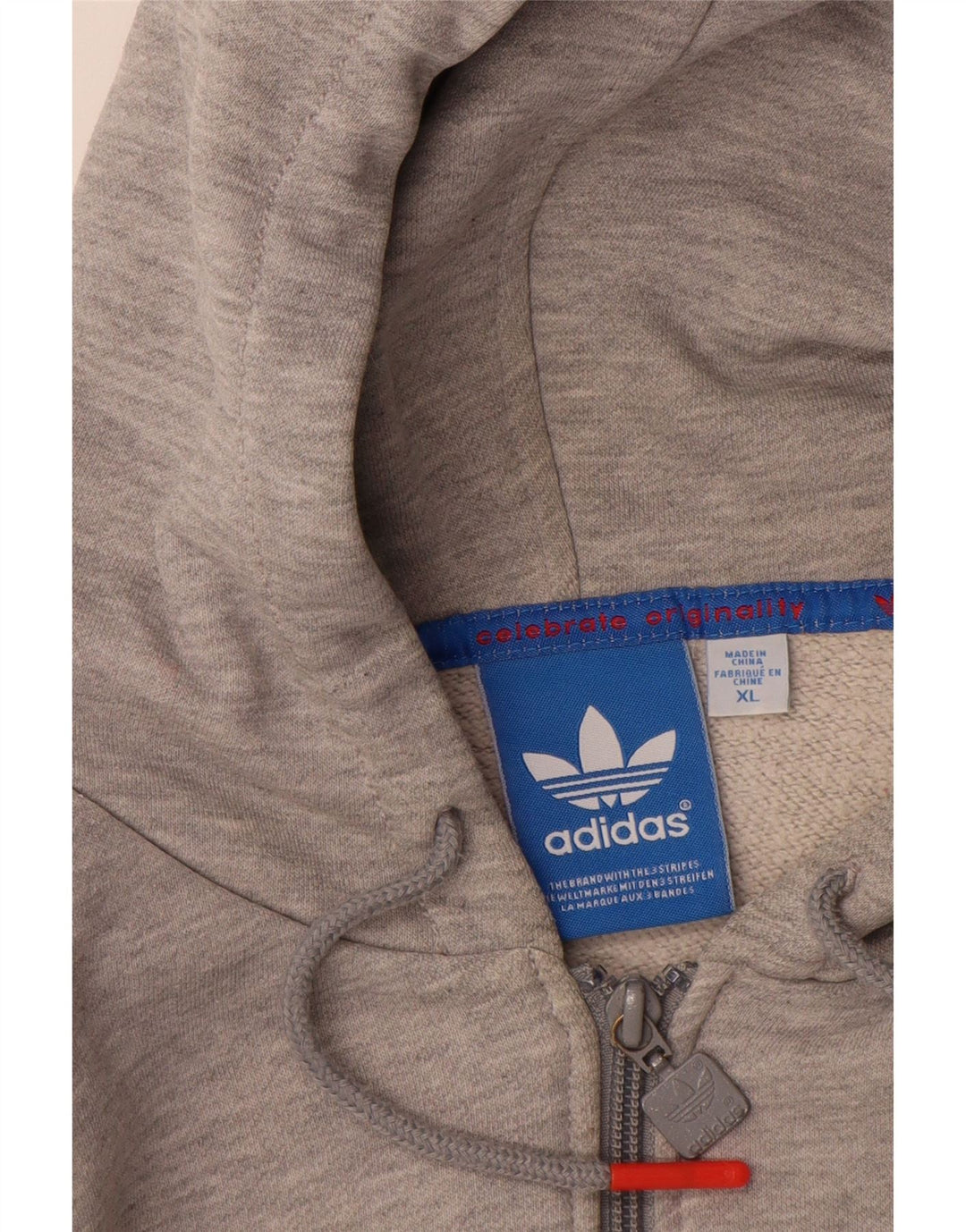 ADIDAS Sudadera con capucha y cremallera para hombre XL Algodón gris