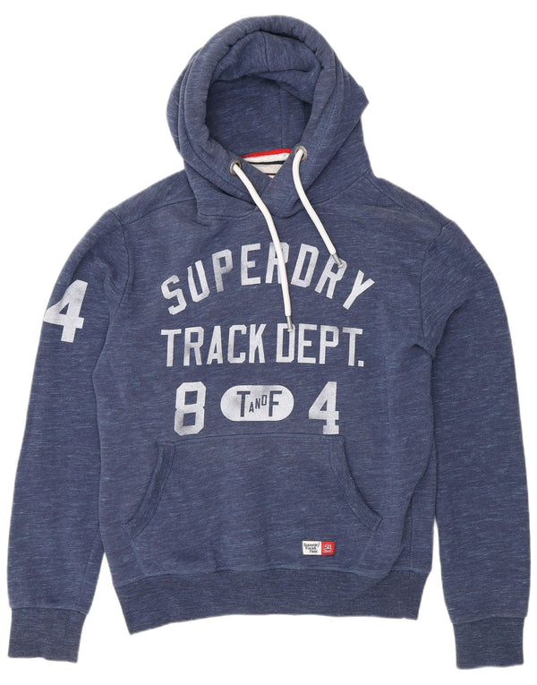 Superdry Jersey con capucha gráfica de algodón moteado en azul marino mediano