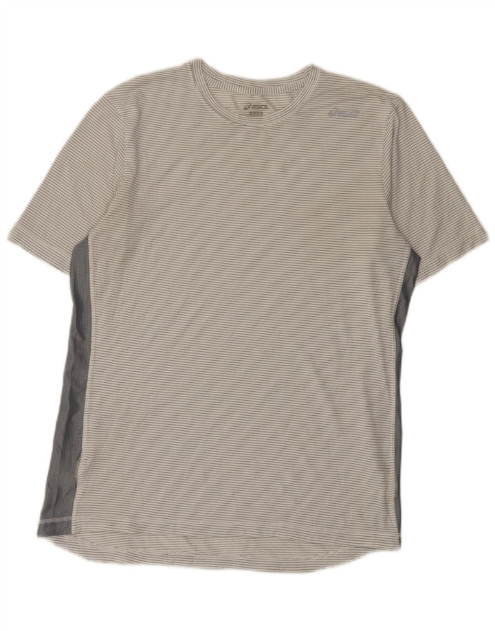 Camiseta Asics Hombre Top Medium Blanco Rayas Poliéster