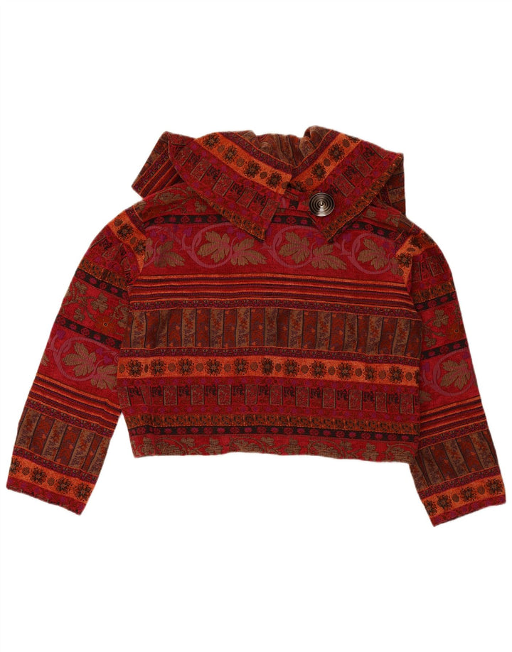 SHE'S CRAZY Chaqueta tipo blazer de gran tamaño para mujer US 2 XS Borgoña Floral