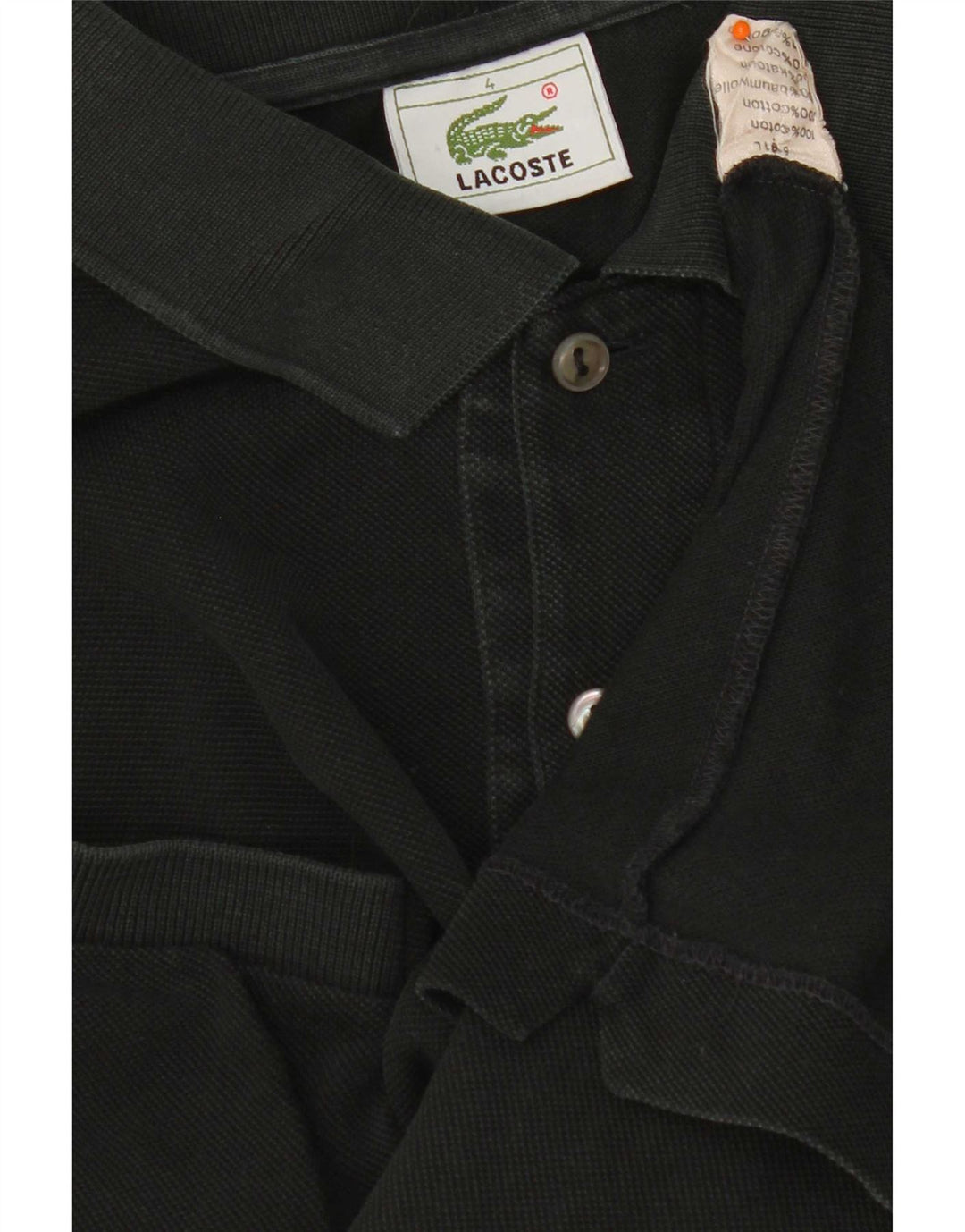 Polo Lacoste para hombre talla 4 mediano algodón negro