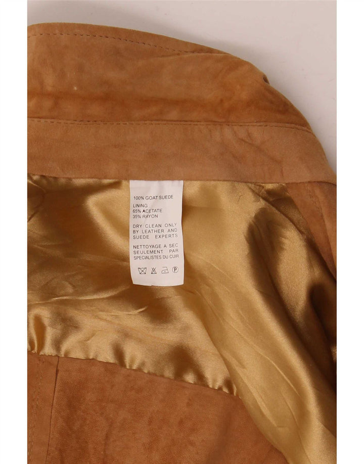 Camisa vintage de ante para hombre de cuero beige grande