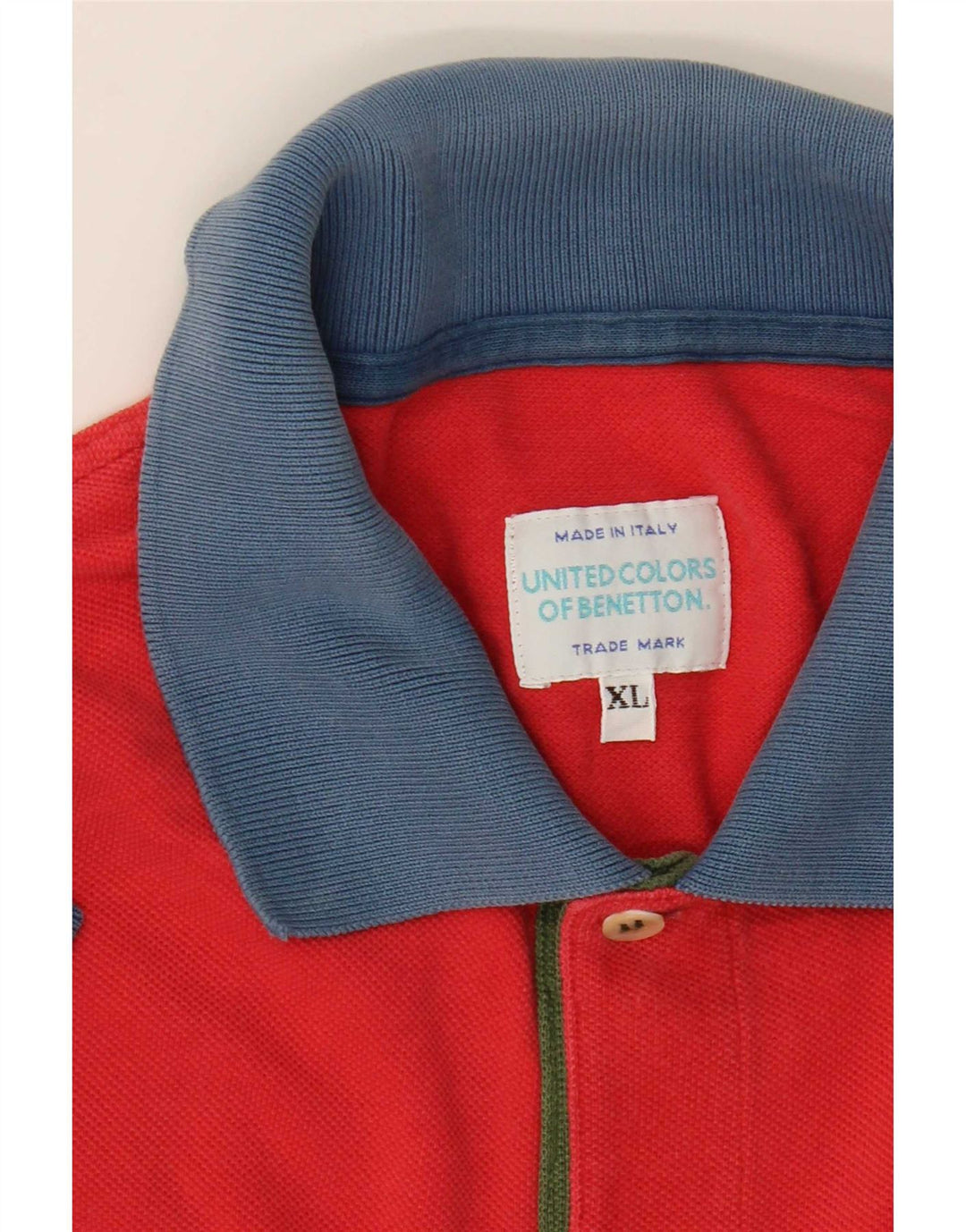 Benetton Polo Hombre XL Rojo Color Block