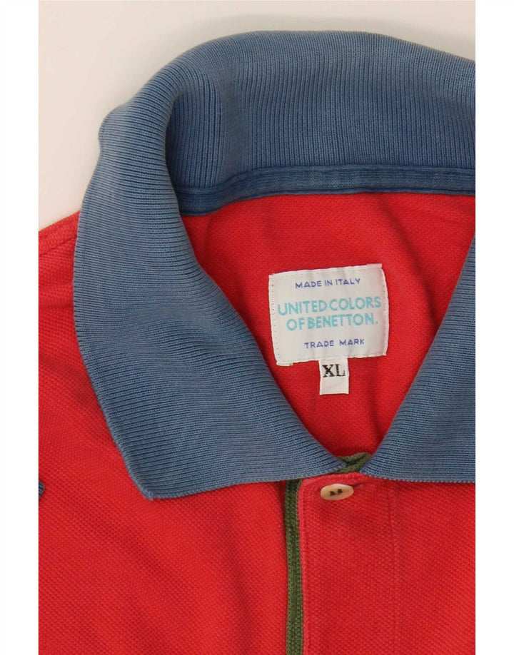 Benetton Polo Hombre XL Rojo Color Block