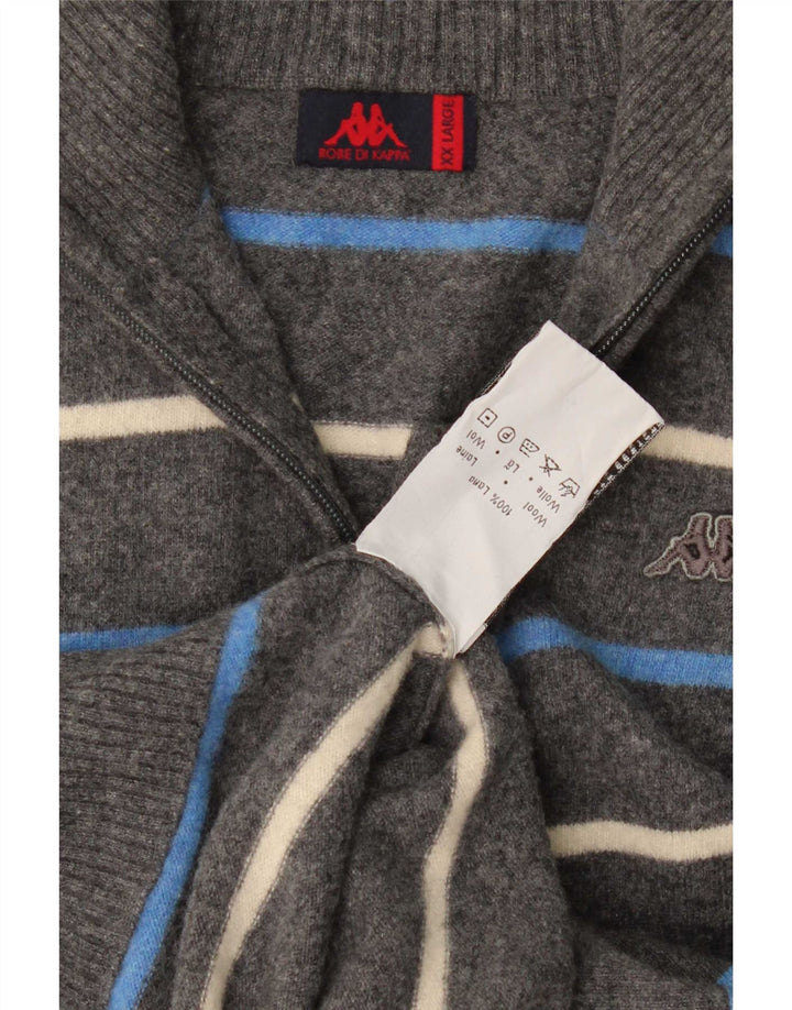 Kappa Suéter tipo cárdigan para hombre 2XL Lana a rayas gris