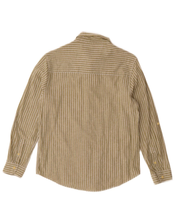 Zara Camisa Niño 11-12 Años Algodón Rayas Caqui