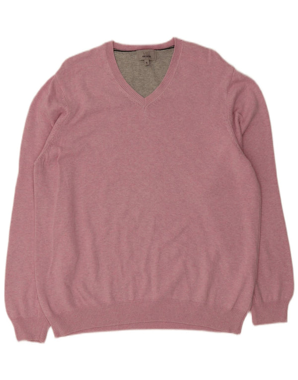 Marks & Spencer Jersey con Cuello en V para Hombre XL Algodón Rosa