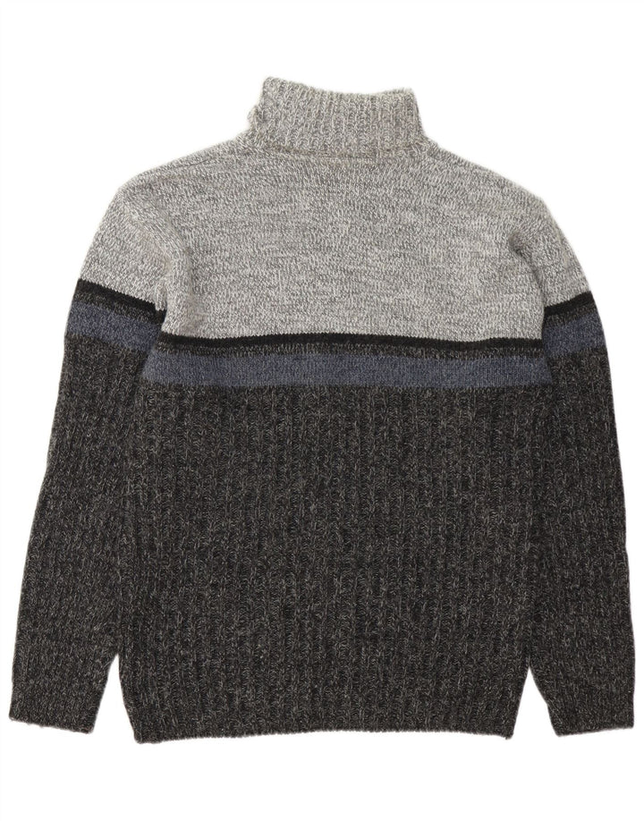 C&A Hombre Canda Roll Neck Jumper Sweater Large Gris Colorblock