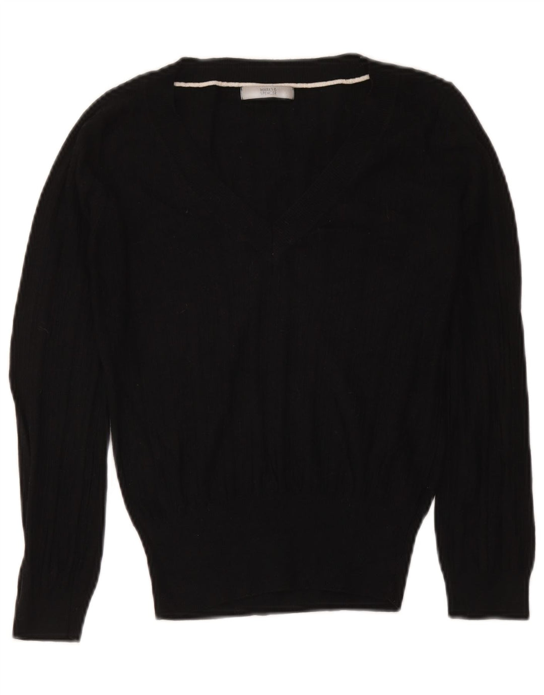Marks & Spencer Suéter Corto con Cuello en V para Mujer UK 40 Medium Negro