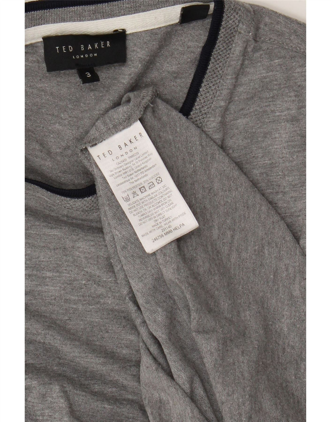 Ted Baker Camiseta para hombre Talla superior 3 Poliéster gris medio