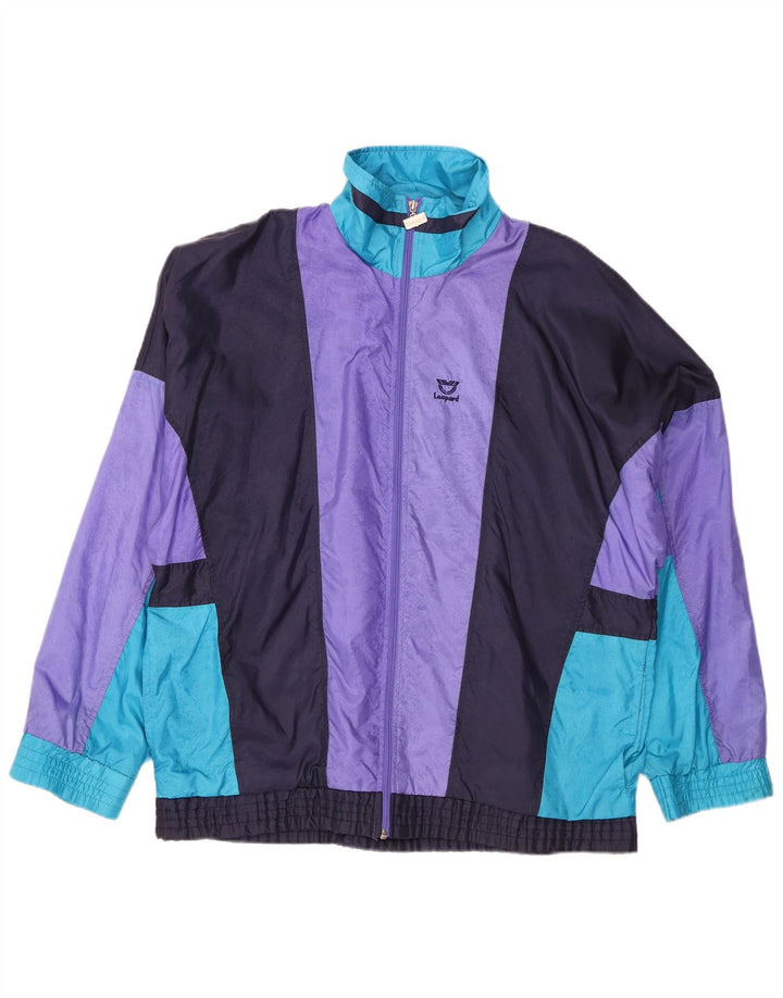 Leopard - Chaqueta de chándal para hombre, talla grande, nailon color block, multicolor