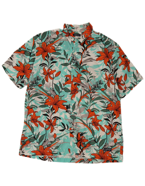 Superdry Camisa De Manga Corta Para Hombre 2XL Azul Floral Modal