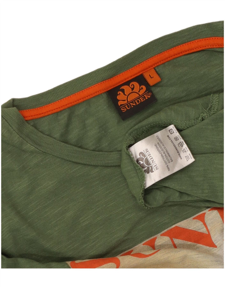 Sundek Camiseta gráfica para hombre Top grande de algodón moteado verde