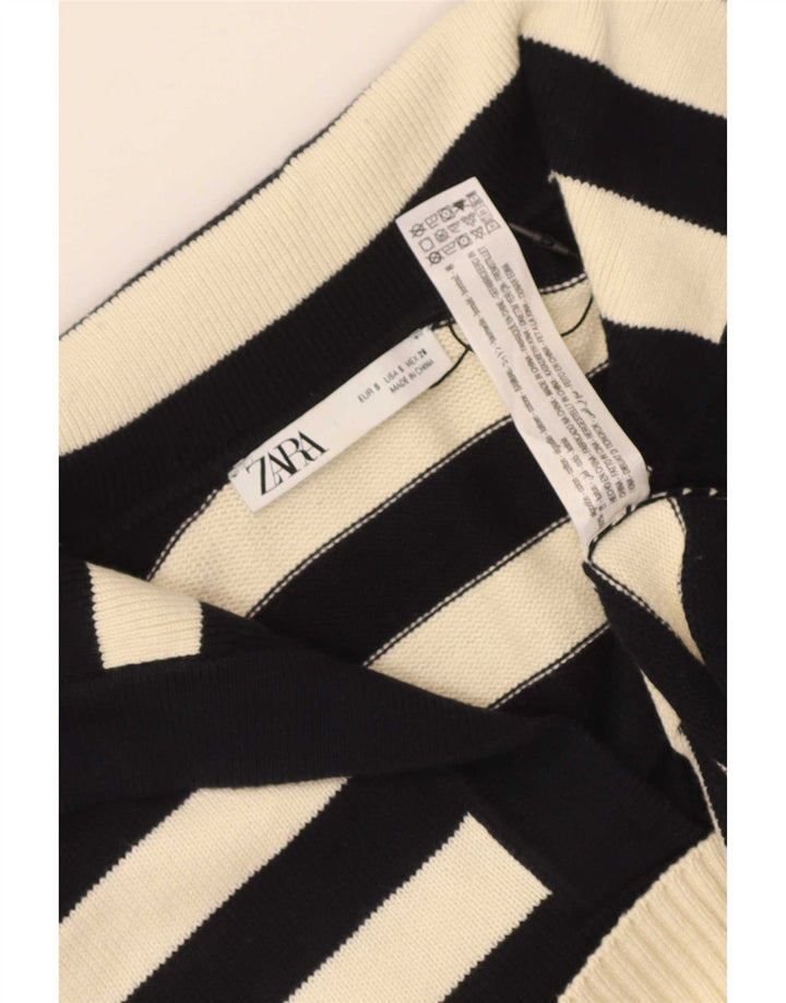 Zara Mujer Oversize Roll Neck Jumper Sweater UK 10 Small Negro Rayas