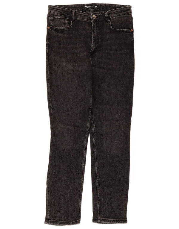Zara Mujer Crop Slim Jeans EU 38 Small W28 L25 Algodón Negro