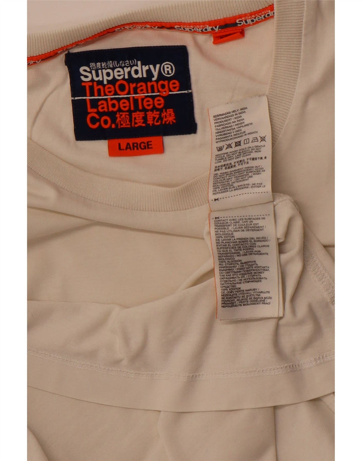 SUPERDRY Hombre Camiseta Top Grande Blanco Algodón